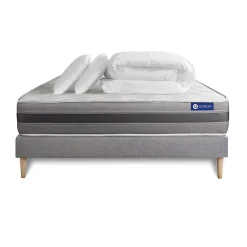 Pack sommier kit matelas Ressorts ensachés et mémoire de forme avec couette et oreillers>Actisom Best