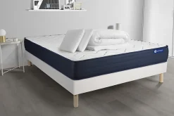 Pack sommier kit matelas Latex et mémoire de forme avec couette et oreillers><noscript><img width=
