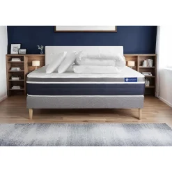 Actisom Pack sommier kit matelas Latex et mémoire de forme avec couette et oreillers* Ensemble Sommier Et Matelas