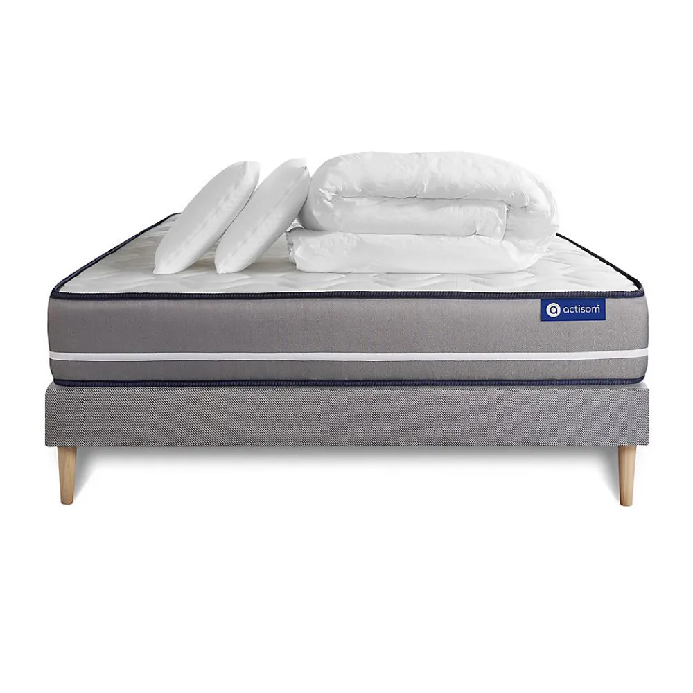 Pack sommier kit matelas Ressorts ensachés avec couette et oreillers>Actisom New