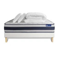 Actisom Pack sommier kit matelas Mémoire de forme avec couette et oreillers* Ensemble Sommier Et Matelas