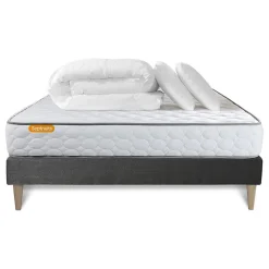 Pack sommier kit matelas Mémoire de forme avec couette et oreillers>Sept Nuits Discount