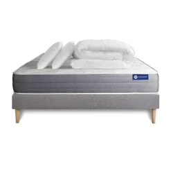 Actisom Pack sommier kit matelas Latex et mémoire de forme avec couette et oreillers* Ensemble Sommier Et Matelas
