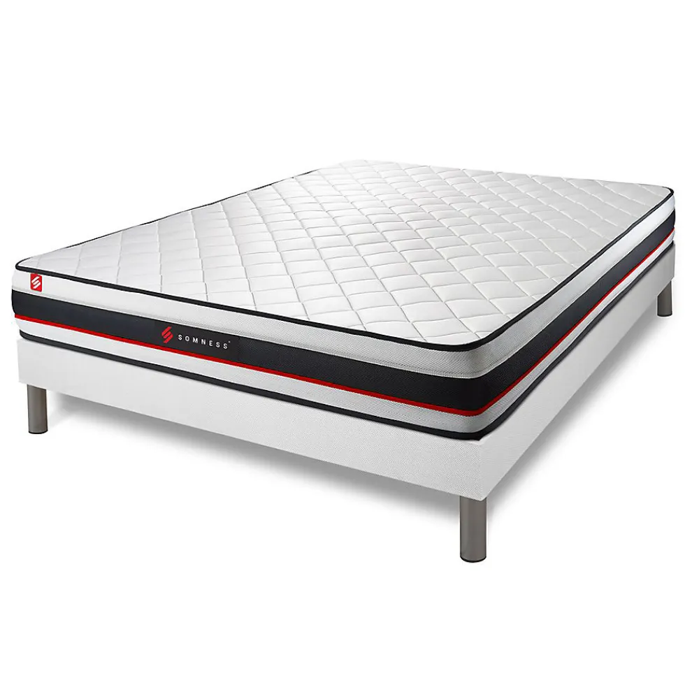 Pack sommier tapissier matelas Mousse avec couette et oreillers>Somness Sale