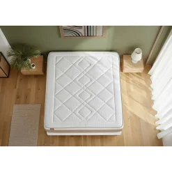 Marmottes & Co Pack sommier tapissier matelas Ressorts ensachés et mémoire de forme avec couette et oreillers* Ensemble Sommier Et Matelas