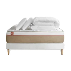 Pack sommier tapissier matelas Ressorts ensachés et mémoire de forme avec couette et oreillers>Marmottes & Co New