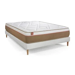 Pack sommier tapissier matelas Ressorts ensachés et mémoire de forme avec couette et oreillers><noscript><img width=
