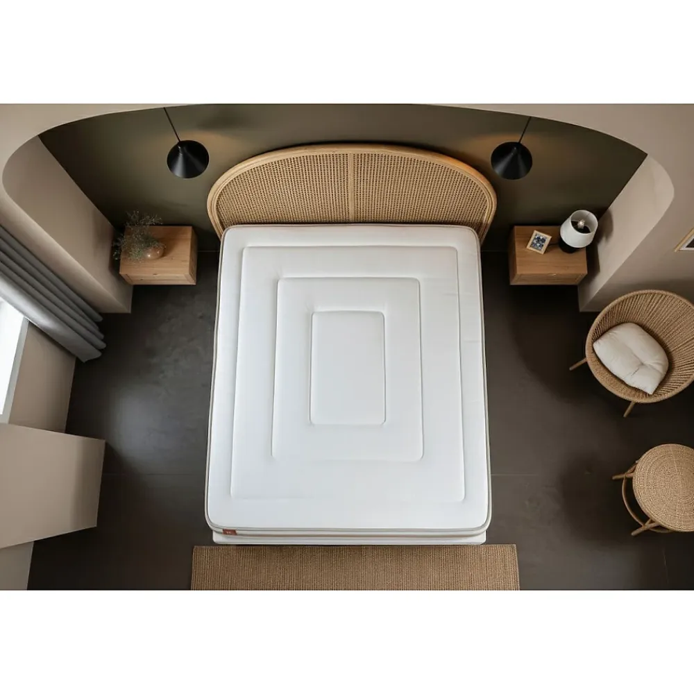 Marmottes & Co Pack sommier tapissier matelas Ressorts ensachés et mémoire de forme avec couette et oreillers* Ensemble Sommier Et Matelas