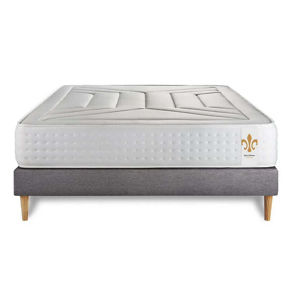 Pack sommier tapissier matelas Ressorts ensachés et mémoire de forme avec couette et oreillers>Litier Deluxe