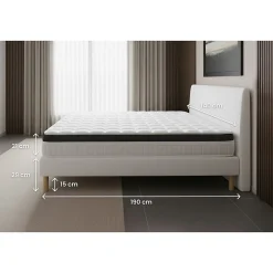Pack sommier tapissier matelas Mémoire de forme avec couette et oreillers><noscript><img width=