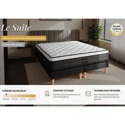 Prestige Literie Pack sommier tapissier matelas Ressorts ensachés et mémoire de forme avec couette et oreillers* Ensemble Sommier Et Matelas