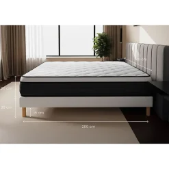 Prestige Literie Pack sommier tapissier matelas Ressorts ensachés et mémoire de forme avec couette et oreillers* Ensemble Sommier Et Matelas