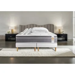 Litier Deluxe Pack sommier tapissier matelas Ressorts ensachés et mémoire de forme avec couette et oreillers* Ensemble Sommier Et Matelas