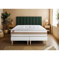 Marmottes & Co Pack sommier tapissier matelas Ressorts ensachés et mémoire de forme avec couette et oreillers* Ensemble Sommier Et Matelas