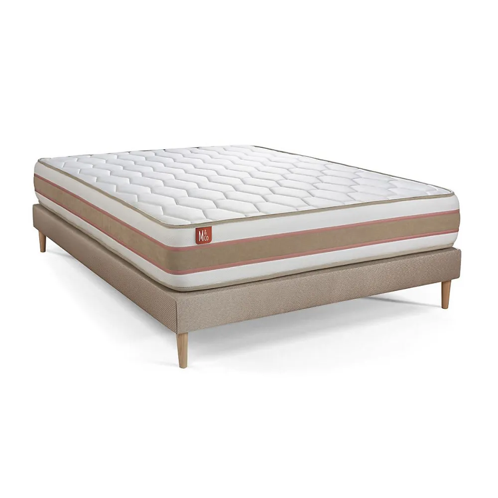 Pack sommier tapissier matelas Ressorts ensachés et mémoire de forme avec couette et oreillers>Marmottes & Co Sale
