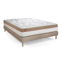 Marmottes & Co Pack sommier tapissier matelas Mémoire de forme avec couette et oreillers* Ensemble Sommier Et Matelas