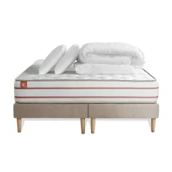 Pack sommier tapissier matelas Mémoire de forme avec couette et oreillers>Marmottes & Co Sale