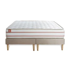 Pack sommier tapissier matelas Mémoire de forme avec couette et oreillers><noscript><img width=