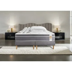 Pack sommier tapissier matelas Ressorts ensachés et mémoire de forme avec couette et oreillers>Litier Deluxe New