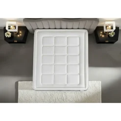Pack sommier tapissier matelas Ressorts ensachés et mémoire de forme avec couette et oreillers><noscript><img width=