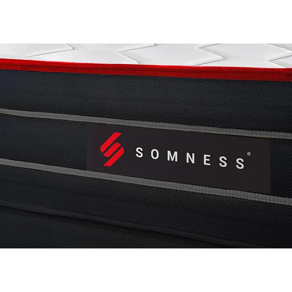 Somness Pack sommier tapissier matelas Ressorts ensachés et mémoire de forme avec couette et oreillers* Ensemble Sommier Et Matelas
