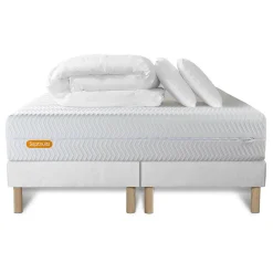 Pack sommier tapissier matelas Mémoire de forme avec couette et oreillers>Sept Nuits Hot