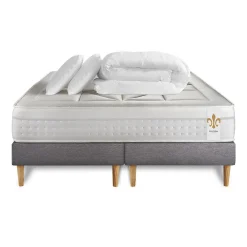 Pack sommier tapissier matelas Ressorts ensachés et mémoire de forme avec couette et oreillers>Litier Deluxe Discount