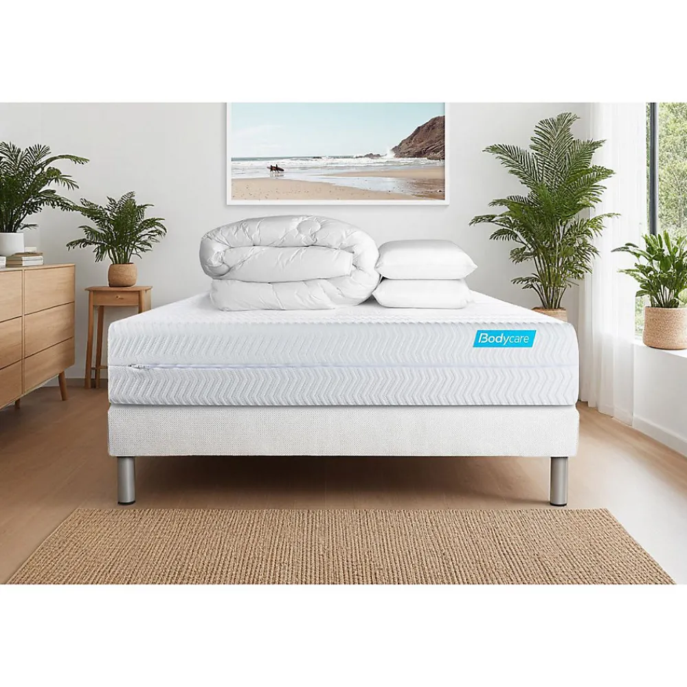 Pack sommier tapissier matelas Mémoire de forme avec couette et oreillers>Bodycare Clearance