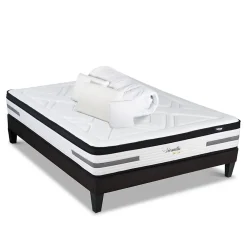 Bellecour Pack Versailles 160x200 cm Matelas Ressorts ensachés + Sommier Bois + Accessoires* Ensemble Sommier Et Matelas