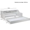Weber PALMA Lit enfant contemporain mélaminé blanc - l 90 x L 190 cm* Lit Gigogne
