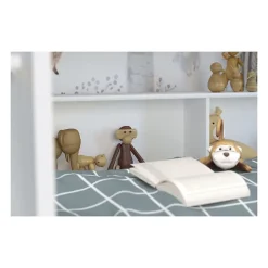 Lit enfant superpose contemporain decor chene brooklyn et blanc - l 90 x L 200 cm - JIM><noscript><img width=