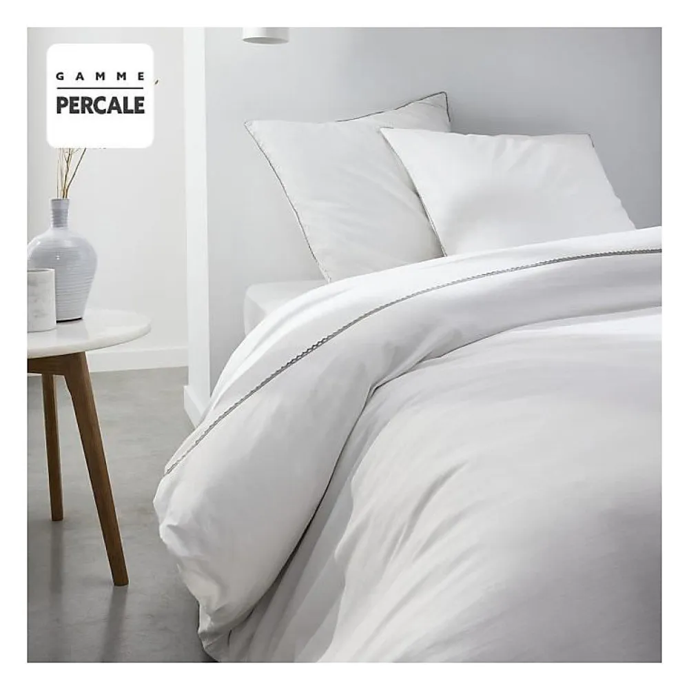 Todays Tools Parrure de lit TODAY Prestige - 220 x 240 cm - 2 personnes - 100% Percale Finition dentelle - Craie* Parure De Lit