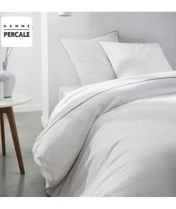 Todays Tools Parrure de lit TODAY Prestige - 220 x 240 cm - 2 personnes - 100% Percale Finition dentelle - Craie* Parure De Lit