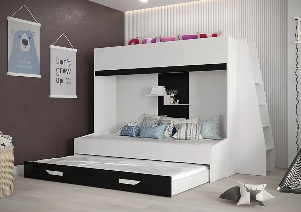 PARTY 17 Lit superposé 247/165/135 (blanc/rose)>Abiks Meble Discount