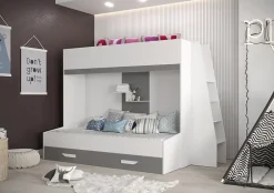 Abiks Meble PARTY 17 Lit superposé 247/165/135 (blanc/gris)*Enfant Lit Enfant