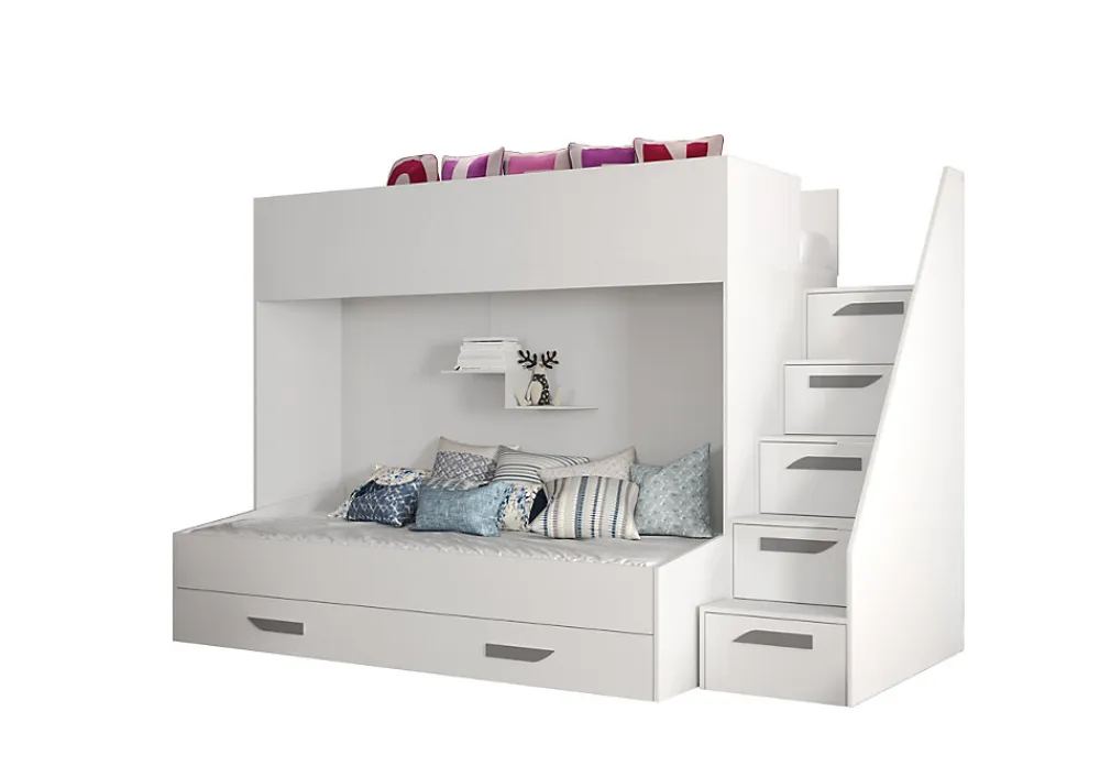 PARTY 16 Lit superposé 247/165/135 (blanc/blanc/gris)>Abiks Meble Clearance
