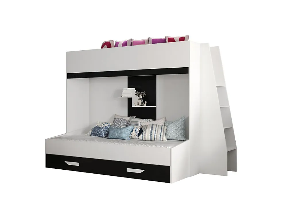 PARTY 17 Lit superposé 247/165/135 (blanc/noir)>Abiks Meble Best