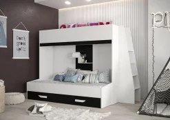 PARTY 17 Lit superposé 247/165/135 (blanc/noir)>Abiks Meble Best