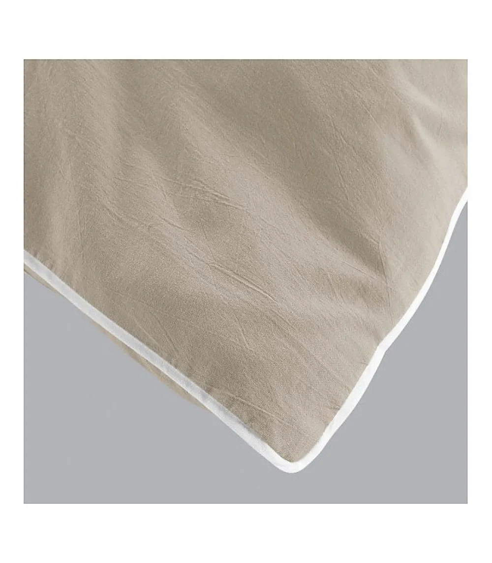 Douceur D'Intérieur PARURE 3 P. 240 x 220 CM COTON LAVE UNI 57 FILS LINETTE LIN - 220x240cm - Lin* Parure De Lit