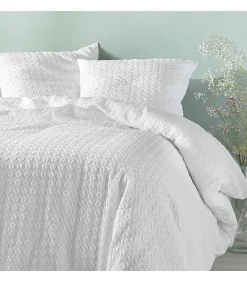 Parure 3 pièces 220x240cm gaufré blanc - 220x240cm - Blanc><noscript><img width=