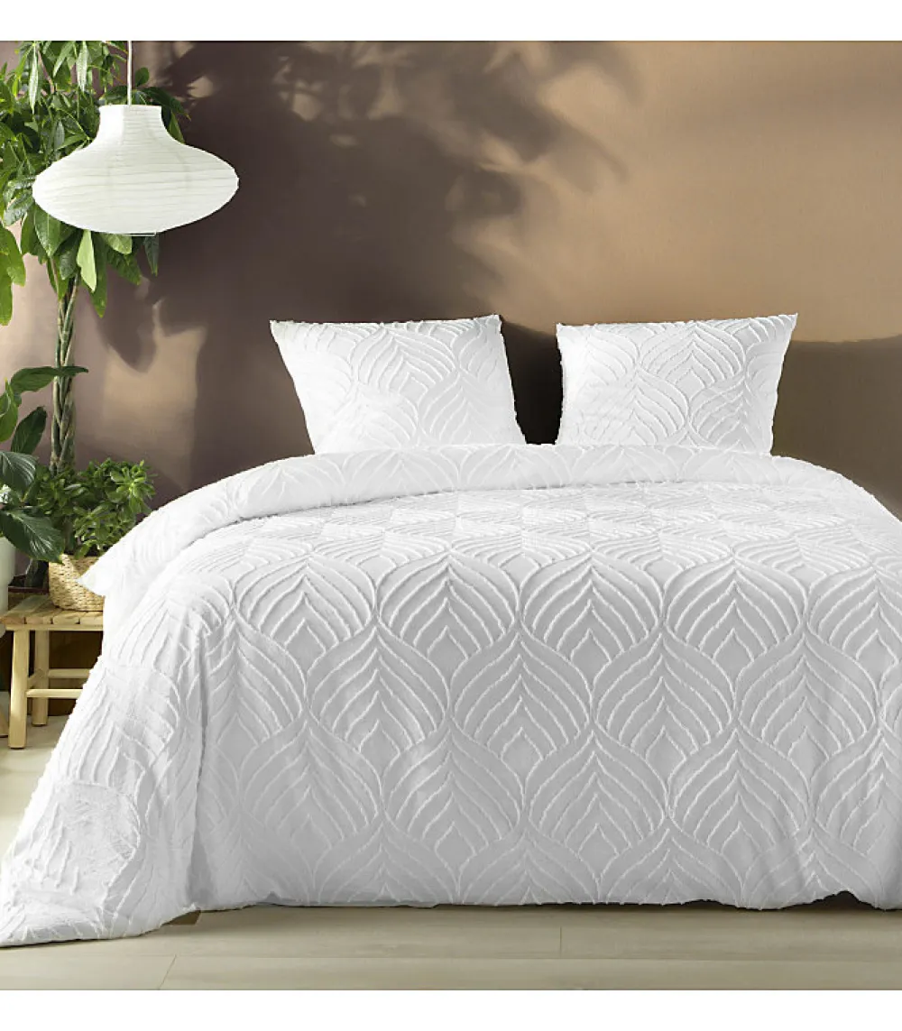 Douceur D'Intérieur Parure 3 pièces 240x260cm tufté blanc - 240x260cm - Blanc* Housse De Couette