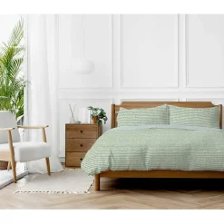 Parure de couette "Arri" toutes dimensions 100% Coton / 57 Fils/cm² - Arri Sauge - Parure de couette 240 x 220 cm + 2 Taies d'orei>Copenhagen Home New