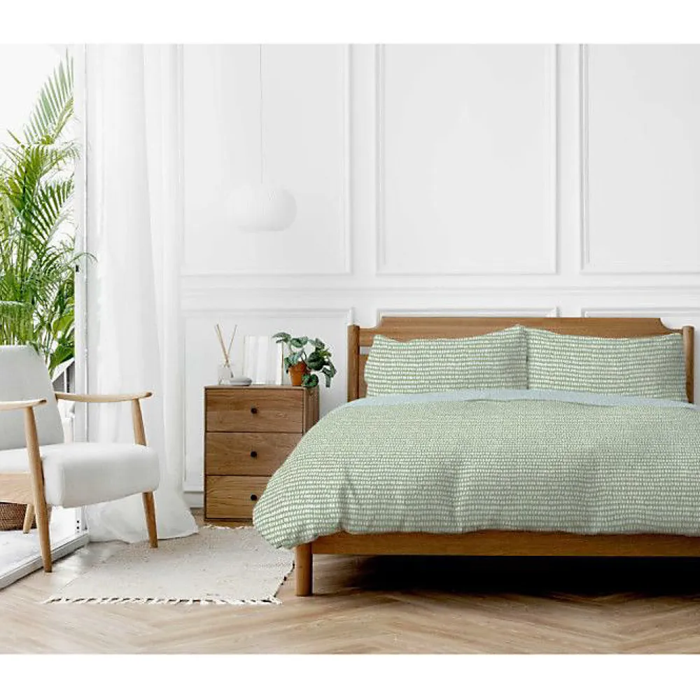 Parure de couette "Arri" toutes dimensions 100% Coton / 57 Fils/cm² - Arri Sauge - Parure de couette 240 x 220 cm + 2 Taies d'orei>Copenhagen Home New