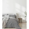 Sleep Retreat Parure de couette "Drift" pur coton teint lavé 57 fils/cm² toutes dimensions - Gris clair - Parure de couette 200 x 200 cm + 2 Tai* Parure De Lit