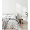 Parure de couette "Drift" pur coton teint lavé 57 fils/cm² toutes dimensions - Blanc - Parure de couette 260 x 240 cm + 2 Taies d'>Sleep Retreat Outlet
