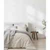 Parure de couette "Drift" pur coton teint lavé 57 fils/cm² toutes dimensions - Ecru - Parure de couette 200 x 200 cm + 2 Taies d'o>Sleep Retreat Outlet