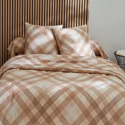 Parure de couette en flanelle au look graphique (260x240 cm - Beige foncé)>Tradilinge Clearance