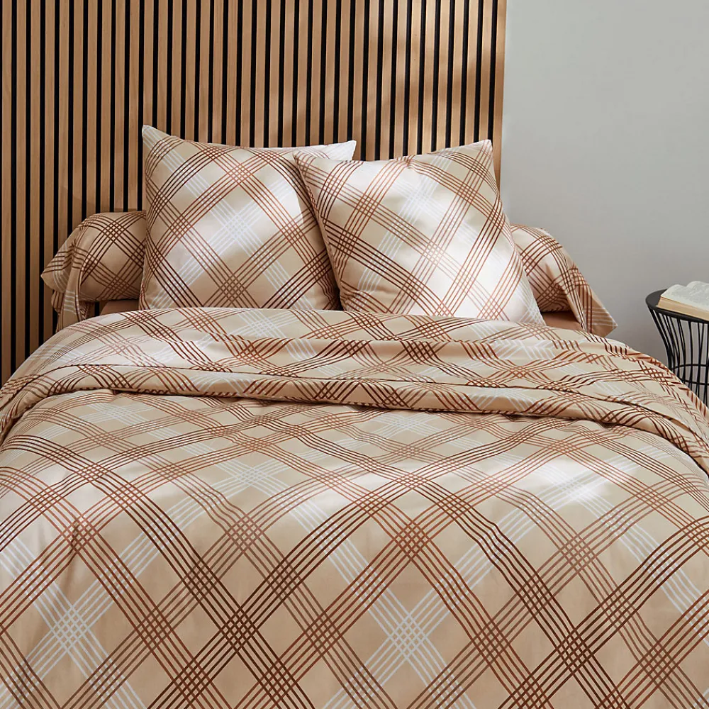 Parure de couette en flanelle au look graphique (260x240 cm - Beige foncé)>Tradilinge Clearance