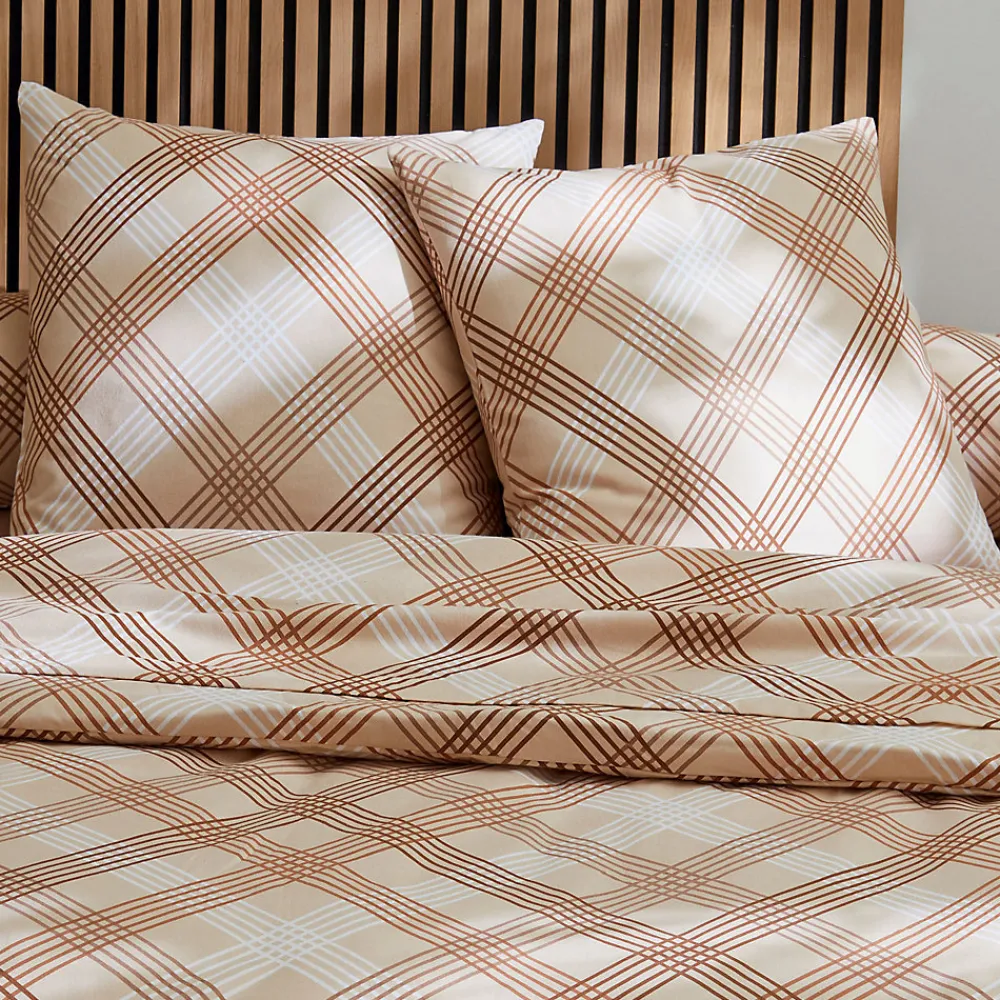 Parure de couette en flanelle au look graphique (260x240 cm - Beige foncé)>Tradilinge Clearance
