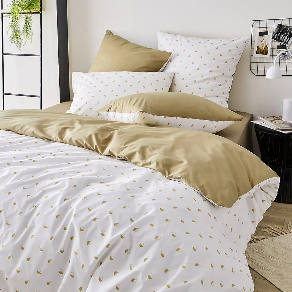 Parure de couette en percale de coton au style géométrique (140x200 cm - Beige)>Tradilinge Sale